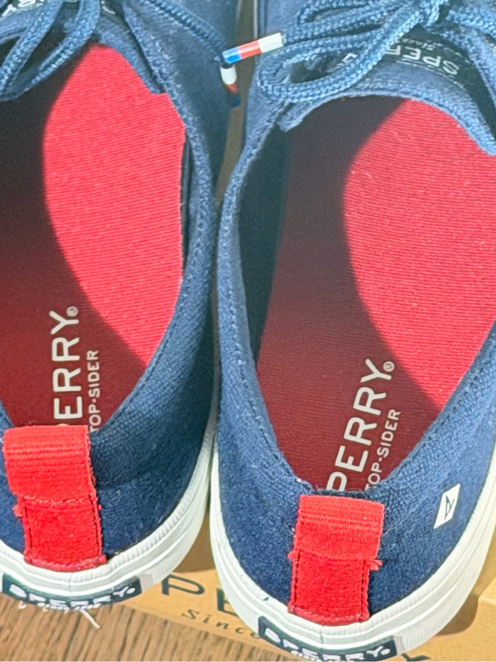 Sperry Navy Canvas Low-Top Sneakers with Red & Light Blue Accents - Picture 2 of 8